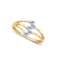 Ioka Jewelry - 14K Yellow Solid Gold Semanario 5 Cubic Zirconia CZ Ring