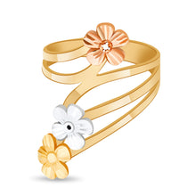 Ioka Jewelry - 14K Tri Color Solid Gold Triple Flower Ring