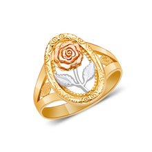 Ioka Jewelry - 14K Tri Color Solid Gold Rose Flower Ring