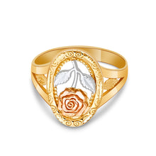Ioka Jewelry - 14K Tri Color Solid Gold Rose Flower Ring