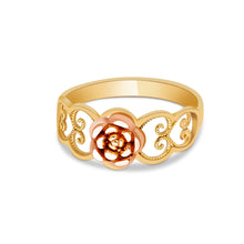 Ioka Jewelry - 14K Two Tone Solid Gold Flower Ring