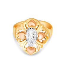 Ioka Jewelry - 14K Tri Color Solid Gold Religious Hearts Ring