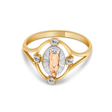 Ioka Jewelry - 14K Tri Color Solid Gold Religious Cubic Zirconia CZ Ring