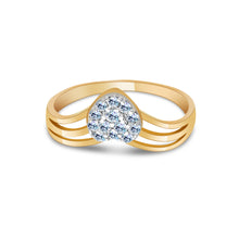 Ioka Jewelry - 14K Yellow Solid Gold Heart Cubic Zirconia CZ Pave Ring