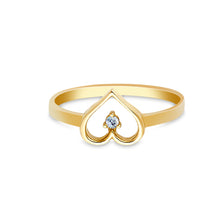 Ioka Jewelry - 14K Yellow Solid Gold Single Heart Cubic Zirconia CZ Ring