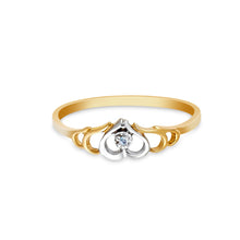 Ioka Jewelry - 14K Two Tone Solid Gold Heart Cubic Zirconia CZ Ring