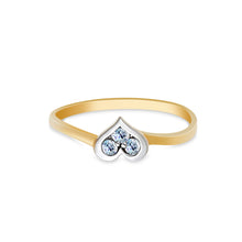 Ioka Jewelry - 14K Two Tone Solid Gold Heart Cubic Zirconia CZ Ring
