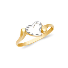Ioka Jewelry - 14K Two Tone Solid Gold Heart Ring