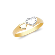Ioka Jewelry - 14K Two Tone Solid Gold Dual Heart Ring