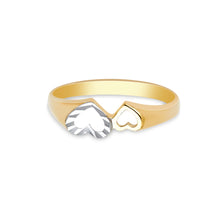 Ioka Jewelry - 14K Two Tone Solid Gold Dual Heart Ring