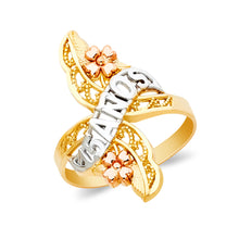 Ioka Jewelry - 14K Tri Color Solid Gold 15 Years Quinceanera Birthday Ring