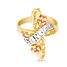 Ioka Jewelry - 14K Tri Color Solid Gold 15 Years Quinceanera Birthday Ring