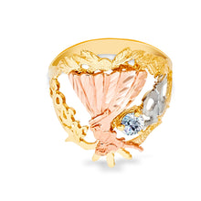 Ioka Jewelry - 14K Tri Color Solid Gold 15 Years Quinceanera Birthday Dancer Cubic Zirconia CZ Ring
