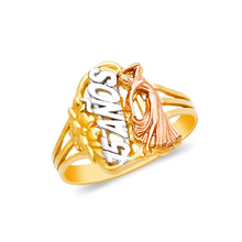 Ioka Jewelry - 14K Tri Color Solid Gold 15 Anos Quinceanera Birthday Ring