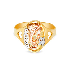 Ioka Jewelry - 14K Tri Color Solid Gold 15 Anos Quinceanera Birthday Ring