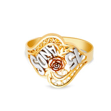 Ioka Jewelry - 14K Tri Color Solid Gold 15 Anos Quinceanera Birthday Flower Ring