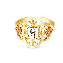 Ioka Jewelry - 14K Tri Color Solid Gold 15 Years Quinceanera Birthday Flowers Ring