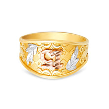Ioka Jewelry - 14K Tri Color Solid Gold 15 Years Quinceanera Birthday Ring