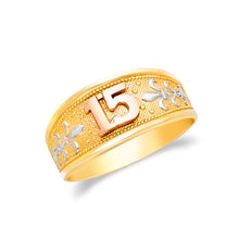 Ioka Jewelry - 14K Two Tone Solid Gold 15 Years Quinceanera Birthday Fleur-de-Lis Ring