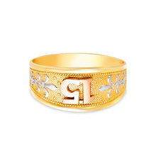 Ioka Jewelry - 14K Two Tone Solid Gold 15 Years Quinceanera Birthday Fleur-de-Lis Ring