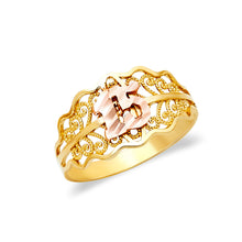 Ioka Jewelry - 14K Two Tone Solid Gold 15 Years Quinceanera Birthday Ring