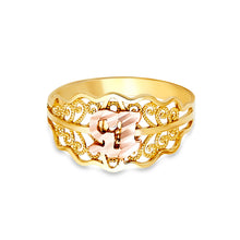 Ioka Jewelry - 14K Two Tone Solid Gold 15 Years Quinceanera Birthday Ring