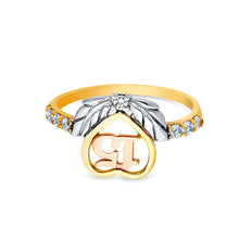 Ioka Jewelry - 14K Tri Color Solid Gold 15 Years Quinceanera Birthday Cubic Zirconia CZ Heart Ring