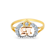 Ioka Jewelry - 14K Two Tone Solid Gold 15 Years Quinceanera Birthday Cubic Zirconia CZ Heart Ring