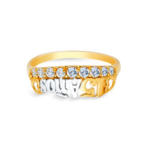 Ioka Jewelry - 14K Tri Color Solid Gold 15 Years Quinceanera Birthday Cubic Zirconia CZ Ring
