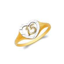 Ioka Jewelry - 14K Tri Color Solid Gold 15 Years Quinceanera Birthday Heart Ring