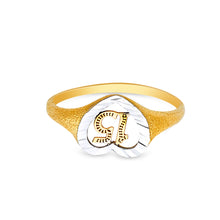 Ioka Jewelry - 14K Tri Color Solid Gold 15 Years Quinceanera Birthday Heart Ring