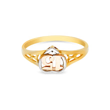 Ioka Jewelry - 14K Tri Color Solid Gold 15 Years Quinceanera Birthday Ring