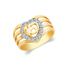 Ioka Jewelry - 14K Yellow Solid Gold 15 Years Quinceanera Birthday Cubic Zirconia CZ Ring