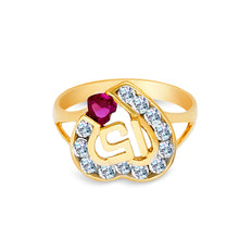 Ioka Jewelry - 14K Yellow Solid Gold 15 Years Quinceanera Birthday Cubic Zirconia CZ Heart Ring