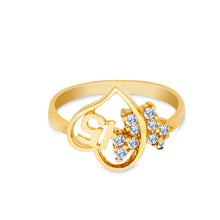 Ioka Jewelry - 14K Yellow Solid Gold 15 Years Quinceanera Birthday Cubic Zirconia CZ Heart Ring