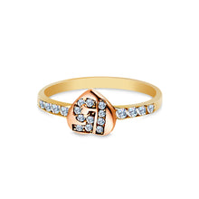 Ioka Jewelry - 14K Two Tone Solid Gold 15 Years Quinceanera Birthday Cubic Zirconia CZ Ring