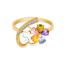 Ioka Jewelry - 14K Yellow Solid Gold 15 Years Quinceanera Birthday Cubic Zirconia CZ Ring