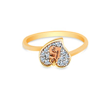 Ioka Jewelry - 14K Two Tone Solid Gold 15 Years Quinceanera Birthday Cubic Zirconia CZ Hear Ring