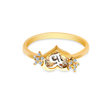 Ioka Jewelry - 14K Yellow Solid Gold 15 Years Quinceanera Birthday Cubic Zirconia CZ Heart Ring