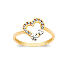 Ioka Jewelry - 14K Yellow Solid Gold Heart Cubic Zirconia CZ Ring