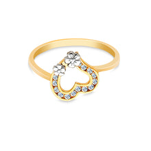 Ioka Jewelry - 14K Yellow Solid Gold Heart Cubic Zirconia CZ Ring