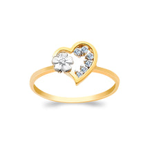 Ioka Jewelry - 14K Yellow Solid Gold Heart Cubic Zirconia CZ Ring
