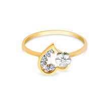 Ioka Jewelry - 14K Yellow Solid Gold Heart Cubic Zirconia CZ Ring