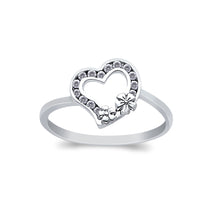 Ioka Jewelry - 14K White Solid Gold Heart Fancy Cubic Zirconia CZ Ring