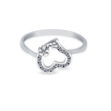 Ioka Jewelry - 14K White Solid Gold Heart Fancy Cubic Zirconia CZ Ring