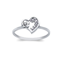 Ioka Jewelry - 14K White Solid Gold Heart Fancy Cubic Zirconia CZ Ring