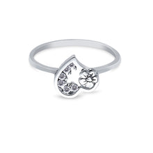 Ioka Jewelry - 14K White Solid Gold Heart Fancy Cubic Zirconia CZ Ring