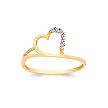 Ioka Jewelry - 14K Yellow Solid Gold Heart Fancy Cubic Zirconia CZ Ring