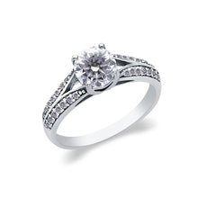Ioka Jewelry - 14K White Solid Gold Round Cut Cubic Zirconia CZ Wedding Engagement Ring