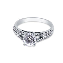 Ioka Jewelry - 14K White Solid Gold Round Cut Cubic Zirconia CZ Wedding Engagement Ring